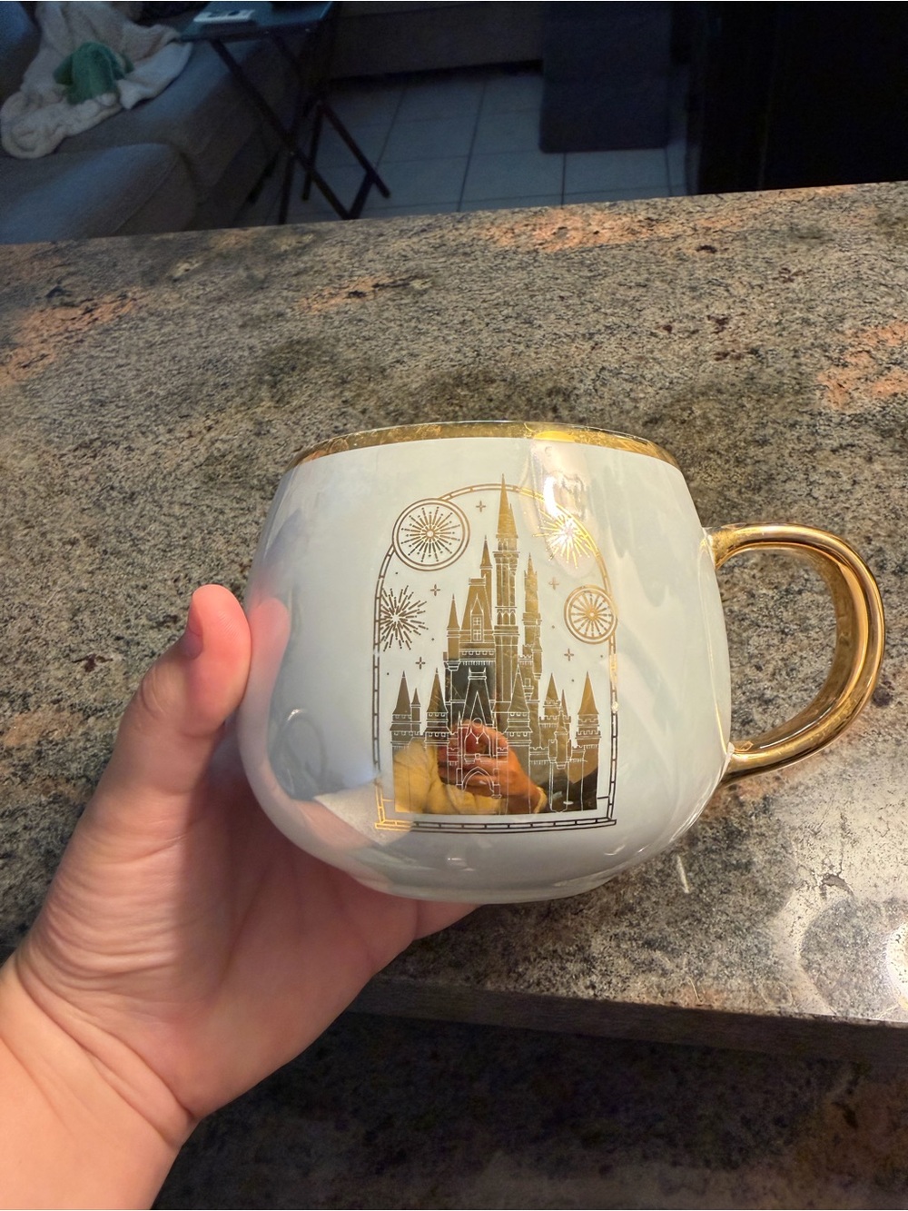Disney Gold-Trim White Ceramic Mug